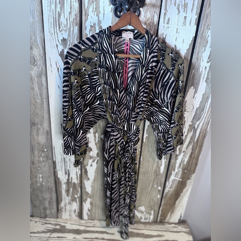 Banana Republic Issa London Collection Zebra Kimono  Dress Size 2
